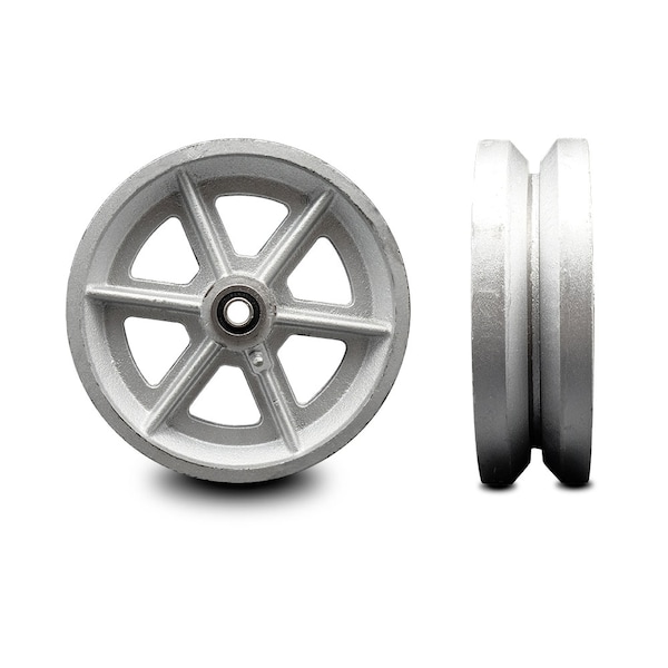Service Caster SCC -8" Semi Steel Cast Iron V-Groove Wheel Only w/Ball Bearing- 1400 lbs Cpty SCC-VGB820 - main